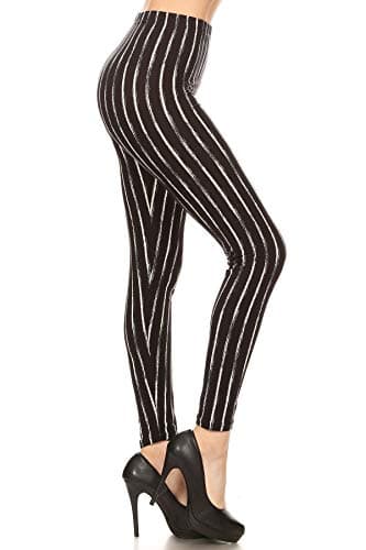Leggings Depot Women's Popular Print High Waist Premium Jogger Track Pants(S-3X) BAT1, Chalkboard Stripes, Medium