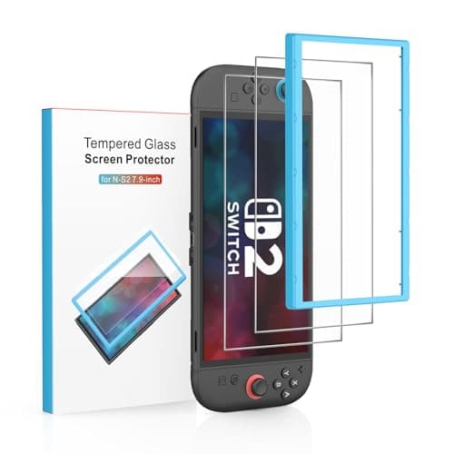 2-Pack Screen Protector Compatible with Nintendo Switch 2 [7.9 inch 2025], Tempered Glass, with Installation Frame, Bubble Free, HD-Clear, Anti-Scratch, Touch Sensitive, Full Coverage