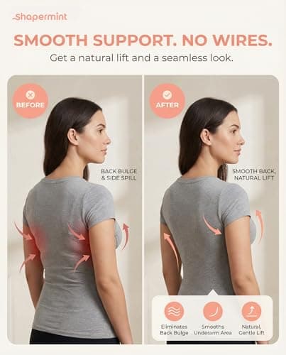 SHAPERMINT Wireless Bras for Women - Full Support Seamless Bralette, Compression Sports Bra, Plus Size Minimizer Bras, Padded Wirefree Bra for Women Nude — view 4