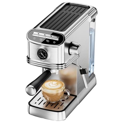 Espresso Machine 20 Bar, Stainless Steel Espresso Maker with Stainless steel Steam Milk Frother, Compact Coffee Machine with 45oz Removable Water Tank, for Cappuccino,Latte&Cold Brew Home&Office