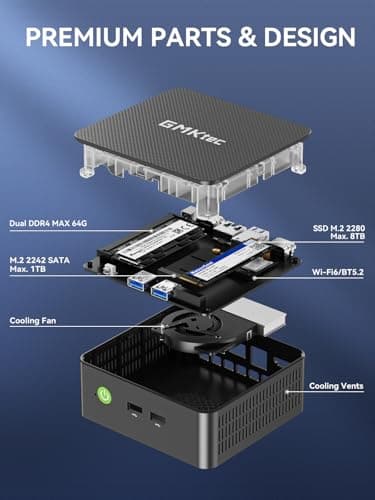 GMKtec Mini PC, G3 PRO Intel Core i3-10110U (Beats 4300U/N150), 16GB DDR4 RAM (Dual Channel) 512GB Storage Drive, Desktop Computer 4K Dual HDMI/USB3.2/WiFi 6/BT5.2/2.5GbE for Office, Business — view 3