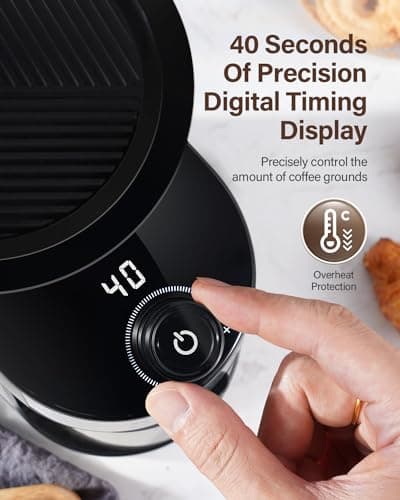 SHARDOR Electric Burr Coffee Grinder, 32 Grind Settings, Compact Flat Burr Mill with Adjustable Timer for Home Use, 120V 200W, Chamber, Hopper, Cleaning Brush — view 3