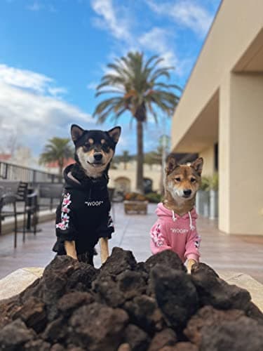 ChoChoCho Woof Dog Hoodie, Designer Dog Hoodies for Small Medium Large Breeds, Art Collection Dog Sweatshirts, Street Drawstring Hoodies Outfit Clothes for Puppy Puppies (5XL, Sakura/Pink) — view 5