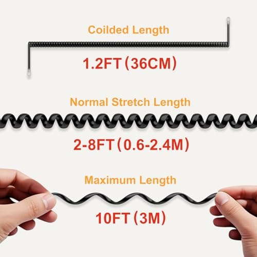 Uvital Telephone Phone Handset Cable Cord, Coiled Length 1.2 to 10 Feet Uncoiled Landline Phone Handset Cable Cord RJ9/RJ10/RJ22 4P4C(Black,2 PCS) — view 2
