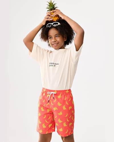 maamgic Boys Swim Trunks Swim Shorts Toddler Bathing Suit Quick Dry Beach Board Shorts for All Ages,Banana Orange,4T
