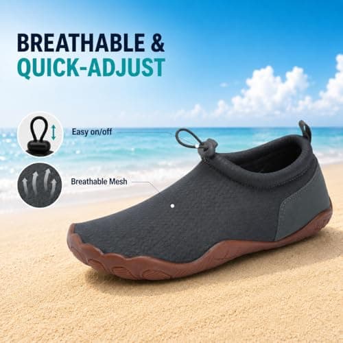 WHITIN Men Water Shoes for Women Quick Drying Swim Sneakers Grey M11/W13 — view 2