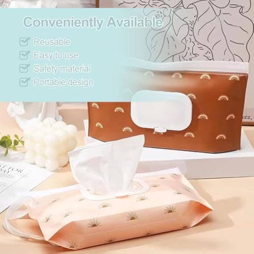 Baby Wipe Holder,4pcs Baby Wipes Dispenser,Portable Refillable Wipe Container,Reusable Travel Babies Wipes Case,Travel Babies Wipes Container,Portable Wet Wipe Dispenser Bag,Waterproof and Dustproof — view 2