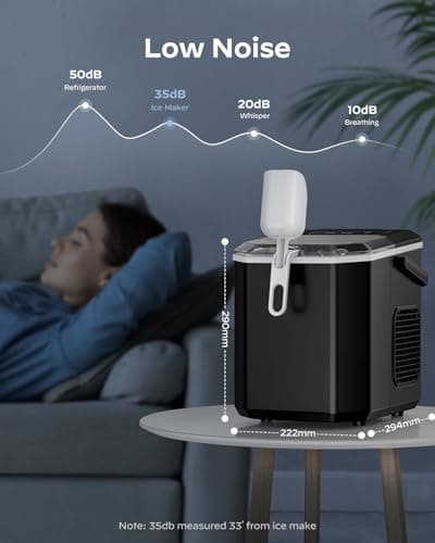 Silonn Ice Maker Countertop, Portable Ice Machine with Carry Handle, Self-Cleaning Ice Makers with Basket and Scoop, 9 Cubes in 6 Mins, 26 lbs per Day, Ideal for Home, Kitchen, Camping, RV — view 5