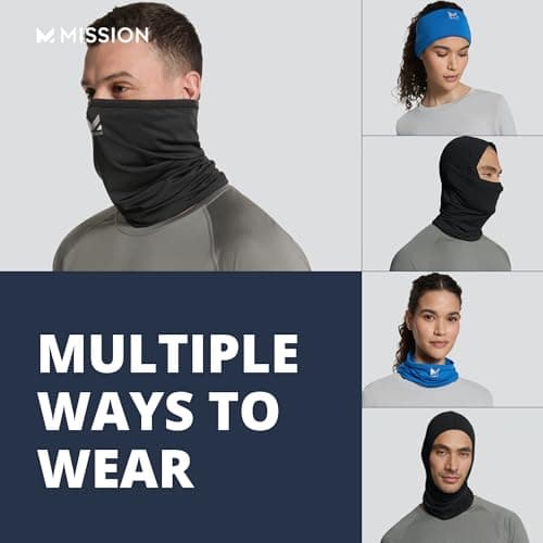MISSION Cooling Neck Gaiter Face Mask, Breathable & Lightweight, UPF 50, Multi-Use Gaiter for Outdoors, Fishing & Hiking, 12+ Ways to Wear (Dark Charcoal) — view 2