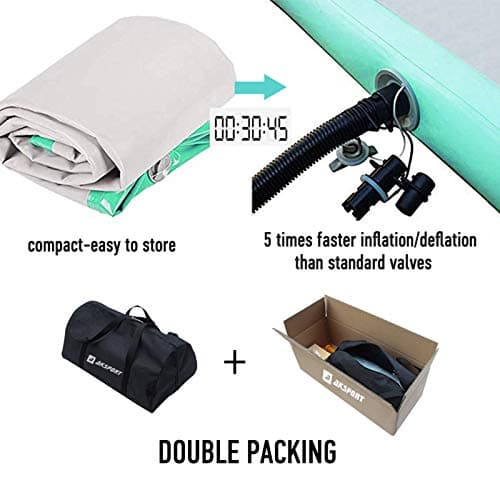 AKSPORT Air Mat Tumble Track Gymnastis Tumbling Mat Inflatable Mats With Electric Air Pump for Home Use/Tumble/Gym/Training/Cheerleading/Parkour/Beach/Park/Water(Mint Green, 13.12ft) — view 4