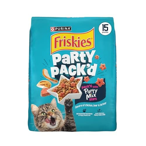 Purina Friskies Party Pack’d with Flavors of Chicken, Liver and Turkey Crunchy Dry Cat Food - 15 lb. Bag