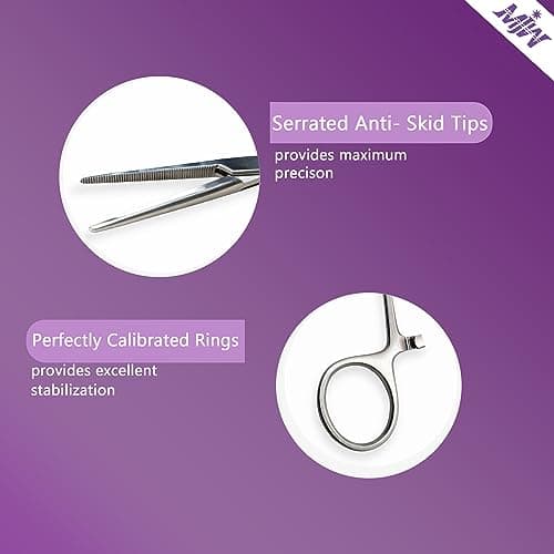 MJW Professional Straight Hemostat Fishing Forceps of Stainless Steel Used as Jewelry, Fly Fishing Forceps and Unhooking Fish Pliers – Pet, Dog Ear Hair Grooming Tweezers — view 3