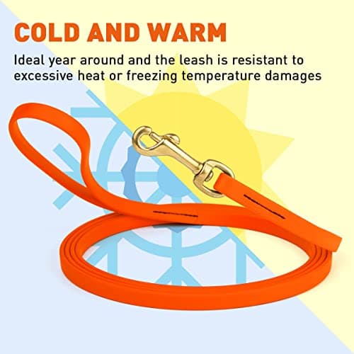 Viper K9 Biothane Working Dog Leash Waterproof Lead for Tracking Training Schutzhund Dog Sport & Search - Odor-Proof Long Line with Solid Brass Snap for Puppy Medium and Large 1/2" x 33ft HunterOrange — view 5