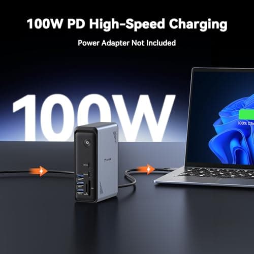 TobenONE 19-in-1 Laptop Docking Station Dual Monitor,10 USB C/A,2×4K HDMI — view 4