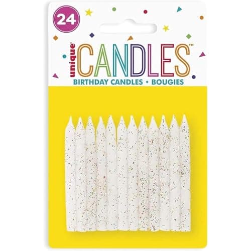 Stunning White & Glitter Spiral Birthday Candles - Pack of 24 - Dazzle Your Celebrations with These Gorgeous and Long-Lasting Party Candles — view 3