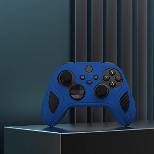 PlayVital Scorpion Edition Two-Tone Anti-Slip Silicone Case Cover for Xbox Series X/S Controller, Soft Rubber Case for Xbox Core Wireless Controller with Thumb Grip Caps - Blue & Black — view 5
