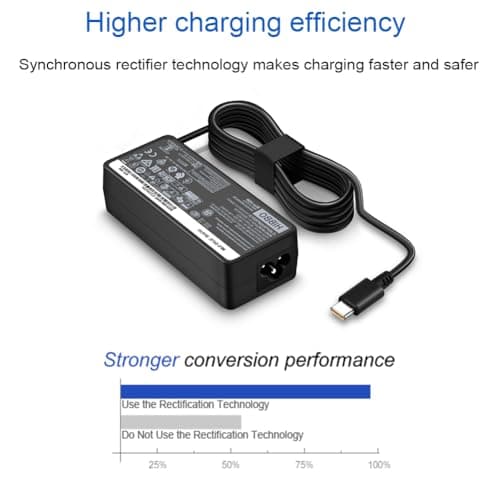 Charger Compatible with Lenovo Laptop Computer 65W 45W USB C Fast Power Adapter