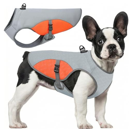 Preferhouse Dog Cooling Jacket for Large Dogs, Pet Cooling Vest with Mesh and D Ring, Dog Reflective Stripe Cooler Jacket for Beach, Hiking, Walking, Orange-L