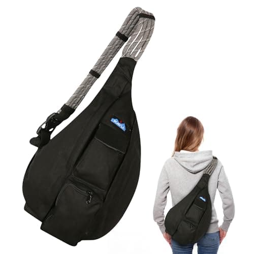 KAVU Rope Sling Bag - Large Crossbody Bags for Women & Men, Black