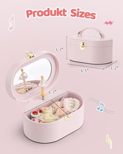 VLANDO Musical Jewelry Box for Girls - Kid Music Box with Ballerina for Birthday Bedroom Decor - Birthday Gift for Girls Ages 4 5 6 7 8-12 Year Old - Pink — view 4
