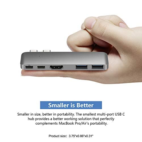 Purgo Mini USB C Hub Adapter Dongle for 2025/2024-2020 MacBook Air 13” 15” M4 M3-M1, MacBook Air USB Adapter with 4K HDMI, 100W PD, 40Gbps TB3 5K@60Hz, USB-C and 2 USB 3.0 (Space Grey) — view 2