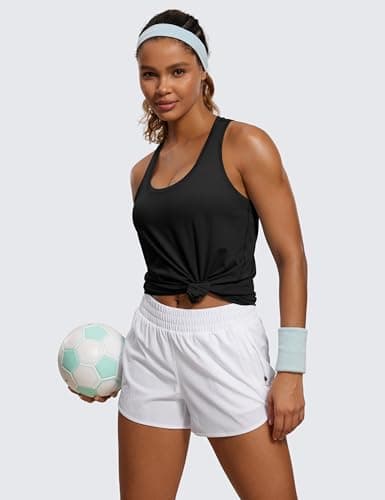 CRZ YOGA Womens Pima Cotton Racerback Workout Tank Tops Lightweight Loose Sleeveless Tops Athletic Gym Shirts Black Medium — view 3