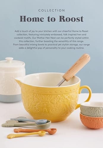 Mason Cash Home to Roost Mixing Bowl | 24cm Earthenware Bowl with Embossed Hen & Cockerel Design | Classic Bakeware for Dough, Pastry & Cake Mixing | Dishwasher & Freezer Safe — view 5