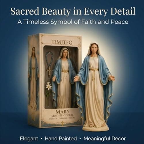 Virgin Mary Collectible Figure, Blessed Mother Madonna Catholic Religious Statue Saint Guadalupe Resin Hand Painted Decor Christian Prayer Altar Gift Home Sculpture(1pc) — view 4