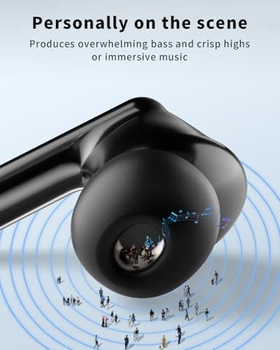 Wireless Earbuds, Bluetooth 5.4 Headphones with 50H Playback, Deep Bass Stereo Ear Buds Clear Calls with LED Power Display, Wireless Headphones with Noise Cancelling Mic for Phone/Laptop, Carbon black — view 4
