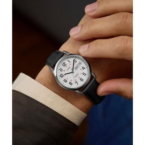 Timex Men's Easy Reader Classic 35mm Watch - Black Strap White Dial Silver-Tone Case — view 5