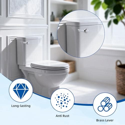 Hibbent Universal Front Mount Metal Toilet Handle Replacement Kit, Brass Toilet Tank Flush Lever with Stainless Steel Adjustable Flapper Chains for Most Toilets, Chrome — view 3