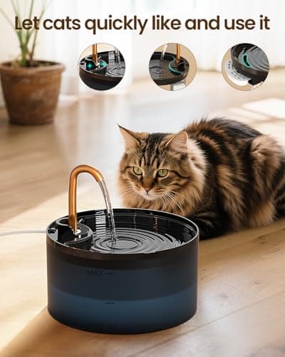 MISFANS Cat Water Fountain, 71oz/2.1L Cat Fountain, Automatic Pet Water Fountain with Ultra-Quiet Pump, Dog Drinking Fountains with 1 Filter & 1 Sponge,Water Dispenser Indoor-Suitable Multiple Pets — view 2