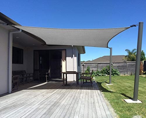 FLY HAWK Sun Shade Sail Rectangle, Patio Sunshade Cover Canopy - Durable Fabric Cloth for Outdoor Garden Yard Pond Pergola Sandbox Deck Courtyard (10' x 16' Rectangle, Gray)