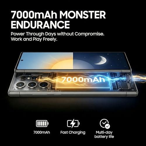 FNCOCO Unlocked Cell Phones, 16GB+512GB Android Phone, Android 16 Smartphone, 108MP+68MP Camera, 6.9“+120Hz HD Screen, 7000mAh Long Battery Life, Dual SIM, Face ID, GPS-Blue — view 4
