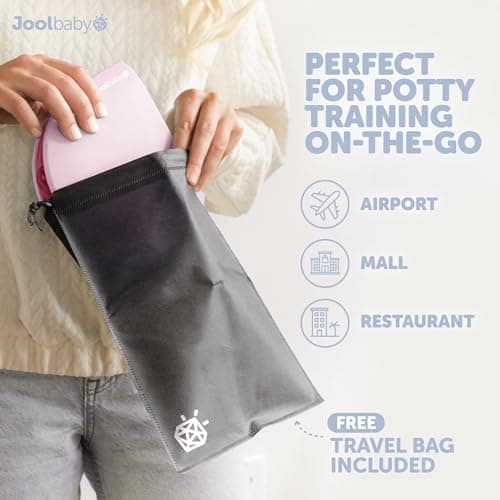 Jool Baby Folding Travel Potty Training Seat for Toddlers, Fits Round & Oval Toilets, Non-Slip Suction Cups, Includes Free Travel Bag (Pink) — view 2