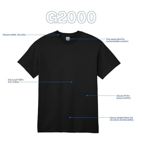 Gildan Adult Ultra Cotton T-Shirt, Style G2000, Multipack, Black (2-Pack), Medium — view 5