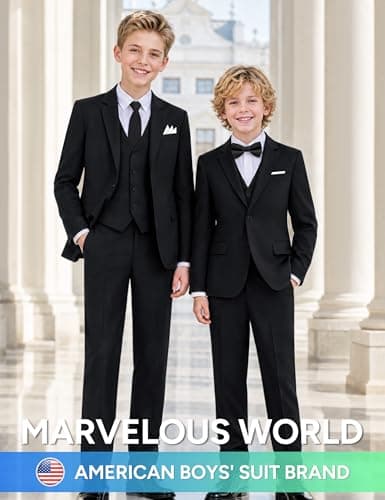 Marvelous World Boys' Formal Slim Fit Suit Set, Adjustable Waist — view 2