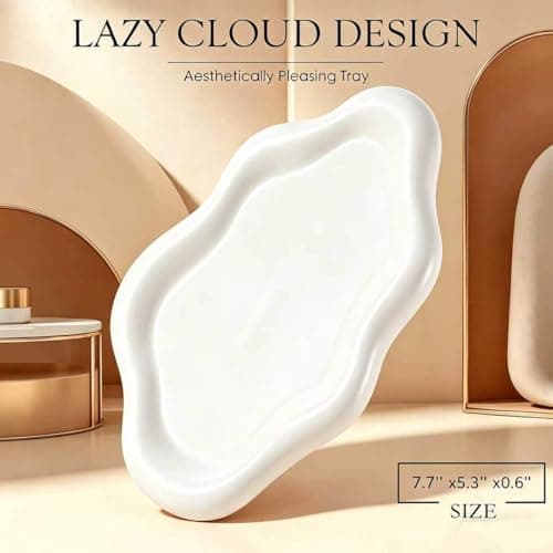 Cloud Trinket Dish, Chubby Jewelry Tray, Plastic Jewelry Ring Trinket Dish for Rings Earrings Necklace Organizer, Mother's Day Thanksgiving Christmas Birthday Bridesmaid Gifts (White)