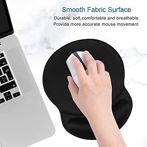 ITNRSIIET Ergonomic Mouse Pad with Gel Wrist Rest Support Gaming Small Wrist Rest Smooth Surface Non-Slip PU Base Comfortable Office Supplies Pain Relief, 8.7 x 7.2 inches, Black — view 2