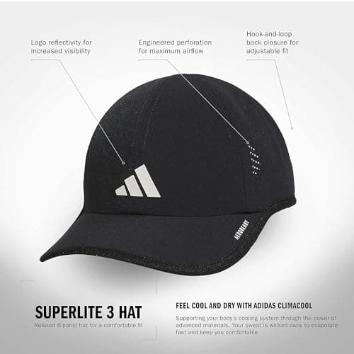adidas Women's Superlite Hat – Lightweight Moisture-Wicking Cap for Workout and Training, Black/White/3, OSFA