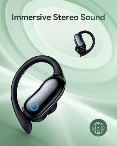 GNMN Active Noise Cancelling Ear Buds Wireless Earbuds 96hrs Playback Bluetooth Headphones Dual Battery Display Stereo Bass Earphones with Earhooks Microphone IPX7 Waterproof for Sports/Runing/Workout — view 5