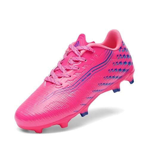 DREAM PAIRS Boys Girls FG AG Soccer Cleats High-Speed Anti-Twist Lightweight Football Shoes,Size 13 Little Kid,Hot Pink,SKSO26002K