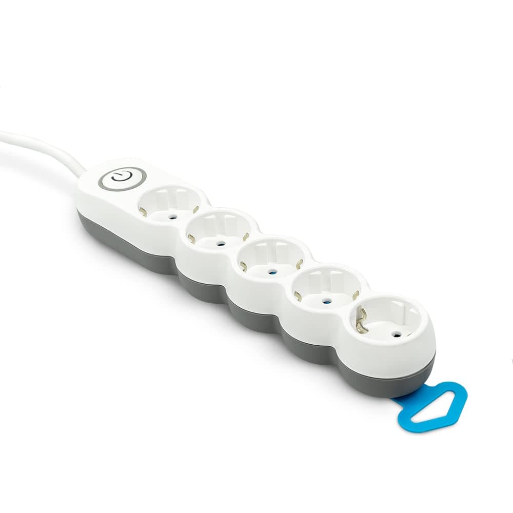 Garza Power - Regleta de 4 enchufes, con Interruptor, Enchufe Plano, Ladrón múltiple 1.4 Metros, Protección Infantil, Color Blanco, Gama Design — view 8