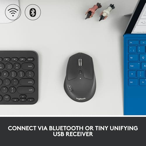 Logitech M720 Triathlon Multi-Device Wireless Mouse, Bluetooth, USB Unifying Receiver, 1000 DPI, 6 Programmable Buttons, 2-Year Battery, Compatible with Laptop, PC, Mac, iPadOS - Black — view 3