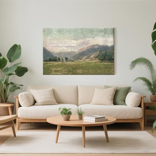 CHDITB Numbers 6:24-26 May The Lord Bless You Wall Art(24"x16"), Jesus Christian Bible Verse Scripture Canvas Artwork, Abstcat Watercolor Mountain Landscape Nature Decor for Home Dining Room Christ Gift — view 3