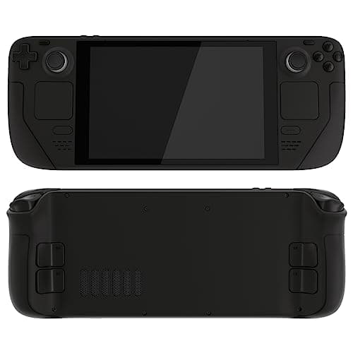eXtremeRate Black Soft Touch Custom Faceplate Back Plate Shell for Steam Deck, Handheld Console Replacement Housing Case, DIY Full Set Shell with Buttons for Steam Deck LCD Console - Console Without — view 3