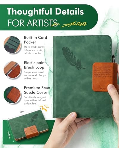 Fuumuui Watercolour Journal 6.5"x9.1", 100% Cotton Watercolour Paper Pad 140LB/300GSM, Cold Pressed 20 Sheets Travel Watercolor Sketchbook with Travel Brush for Art Painting, Drawing, Mixed Media — view 5