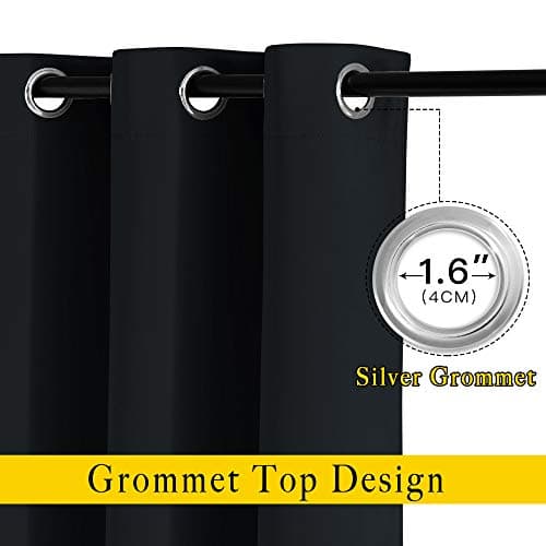 NICETOWN Blackout Curtains 2 Panels - Black Out Curtains 84 Inch Long,Insulated Curtains Room Darkening Grommet Curtains for Bedroom Living Room Windows (52 by 84 Inches,Black,Set of 2) — view 2