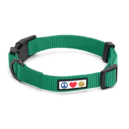 Pawtitas Extra Small Solid Lush Green Dog Collar - Adjustable Puppy Collar with Matching Leash and Harness