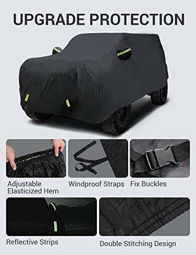 Proadsy Car Cover Compatible with Ford Bronco 4 Door 2021-2025 6 Layers 210T Windproof All Weather Waterproof Sun Rain UV Dust Snow Protection Outdoor Covers — view 6
